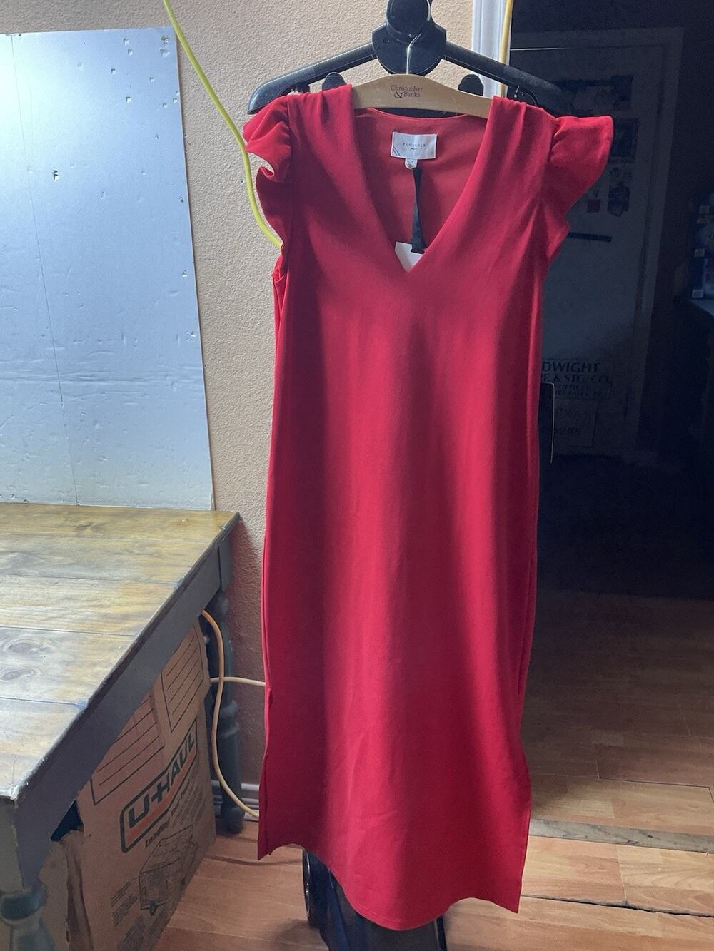 Tuckernuck Pomander Place Red Flutter Sleeve Miko Dress Size Medium NWT